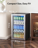Mini Fridge 130 Can Beverage Refrigerator Cooler Glass Door for Soda Wine Beer, 