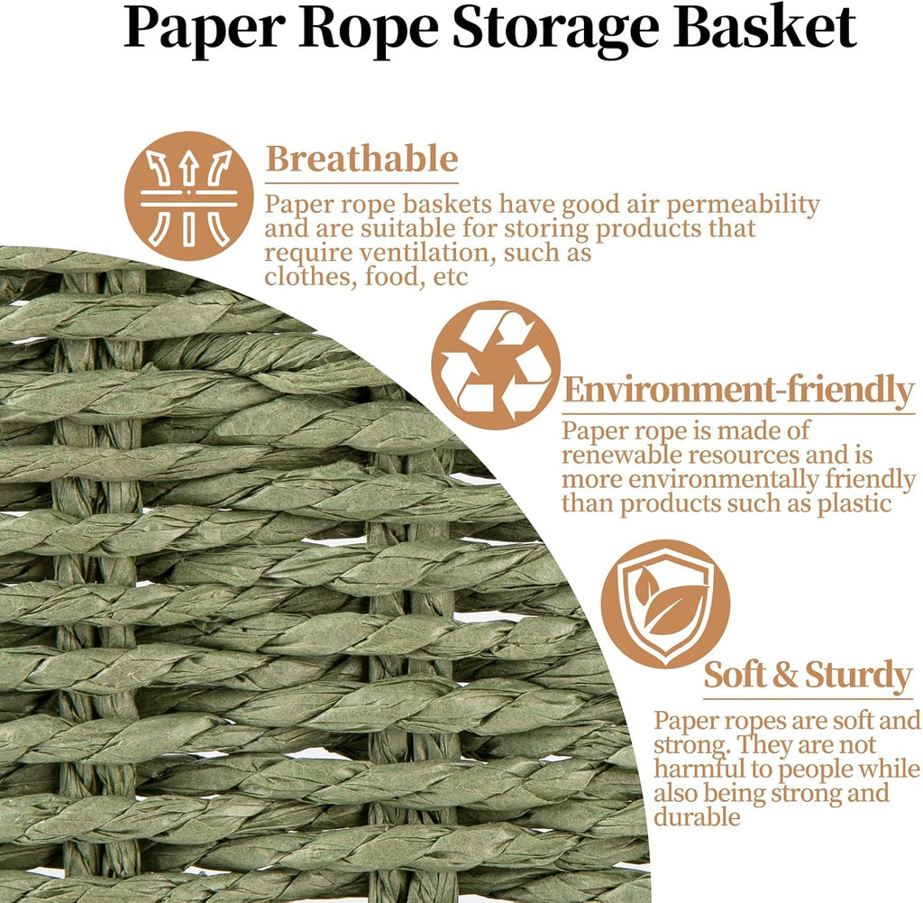 Wicker Baskets for Organizing, Large and Small Shelf Baskets Set, Handwoven Bins for Storage,Paper Rope Home