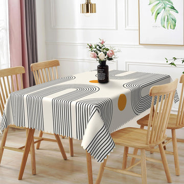 54x70inches Boho Mid Century Tablecloth Minimalist Abstract Arch Simple Sun Modern Art Table Cloth Washable and