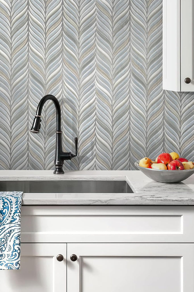 Oval Mosaic Ceramic Tile Chateau Blue 10.2x11.8 Polished 4.18 sq ft 5-Pack | Glazed decorative sheets. Kitchen