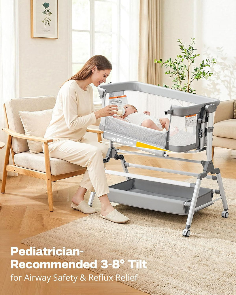 3 in 1 Baby Bassinet Bedside Sleeper, Adjustable Bedside Bassinet for Baby, Womb-Like Rocking Bassinet with Wheels