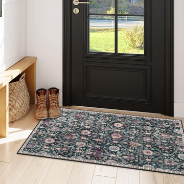 Kitchen Rugs Non Slip Washable Rugs, Black Rug