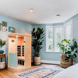 Small Sauna Far Infrared Saunas for Home 1 Person, 1060W, 6 Heating Panels, Hemlock Wooden Indoor Sauna Room with Tempered Glass, Left Door Opening, Blue-Tooth, LCD-Display Control A129-B0DSFPXQ8K