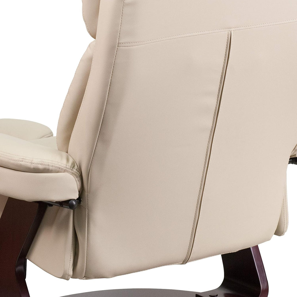 Modern Reclining Lounge Chair and Ottoman — Beige