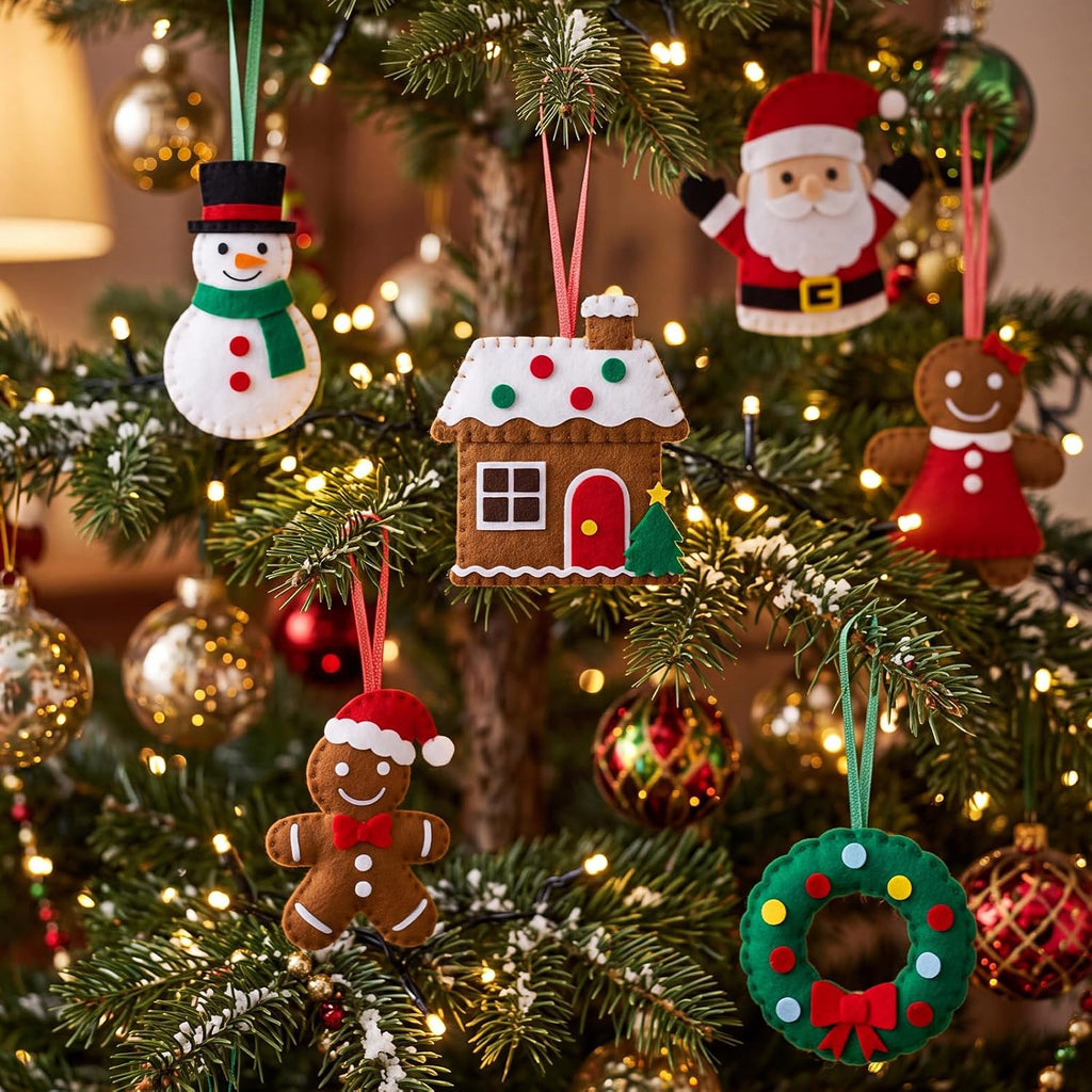 Felt Christmas Ornaments Set,4" - Set of 24
