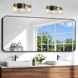 Black Bathroom Mirror, 66x30 inch Aluminum Metal Frame Rectangular Vanity Mirror, Large Wall Mounted Rectangle Mirrors