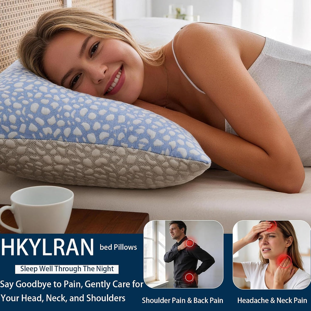 Firm Memory Foam Bed Pillows King Size Set of 2,Adjustable Cooling Side Sleeper Pillow,Hotel Collection Breathable