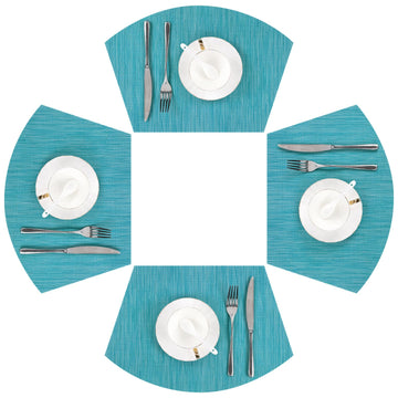 Wedge Shape Placemats Set of 4 Round Table Placemats Heat Resistant Woven Vinyl PVC Table Mats Indoor Outdoor Wipe