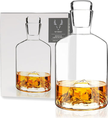 Mountain Decanter, Lead-Free Crystal, Hand-Blown Decanter with Stopper, 24 Oz Capacity