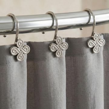 Brushed Nickel Shower Curtain Hooks: Rust Proof Metal Curtain Rings, 12Pcs