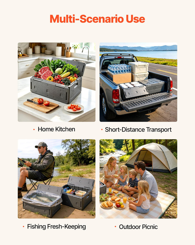 Collapsible Insulated Food Warmer, 40 Qt Non-Electrical Thermal Carrier, Lightweight and High-Rigidity EPP Hot Box