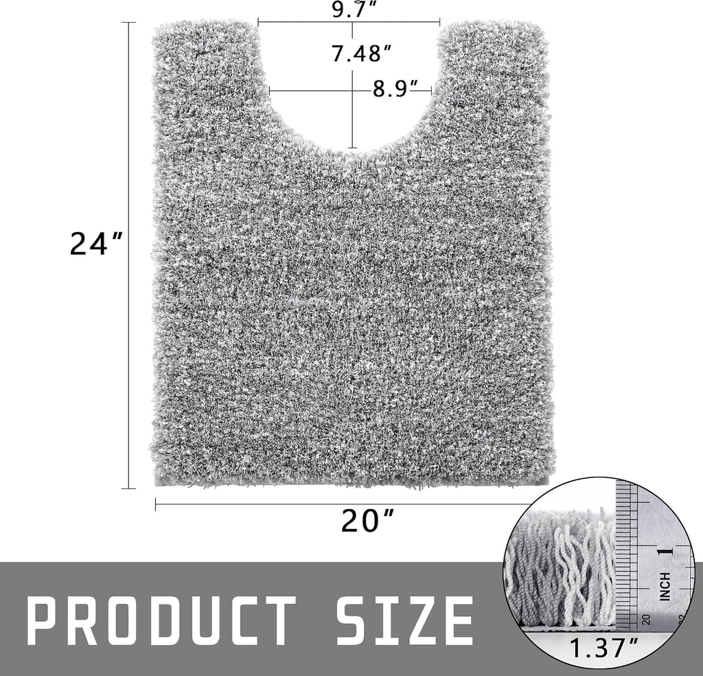 Bathroom Rugs Sets 2 Piece, Soft Absorbent Bath Mat and U-Shaped Toilet Rug with Non Slip Backing, Machine Washable