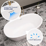 59" Acrylic Free Standing Tub, Stand Alone Tub, Freestanding Bathtub, Soaking Bathtub, cUPC Certified, YL(Glossy White)