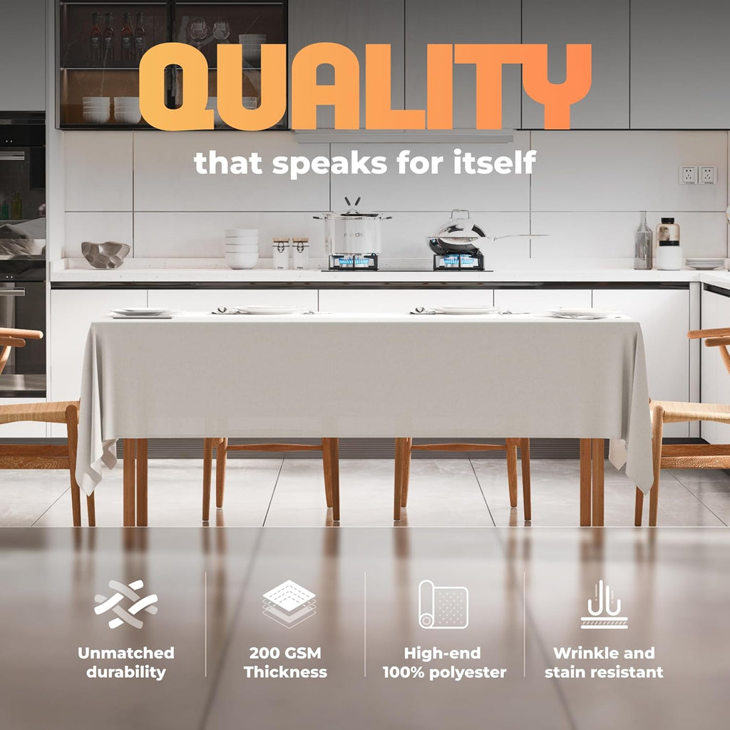 WEALUXE White Table Cloths for 8 Foot Rectangle Tables, 2-Pack, 60x126 inches, Water, Stain and Wrin