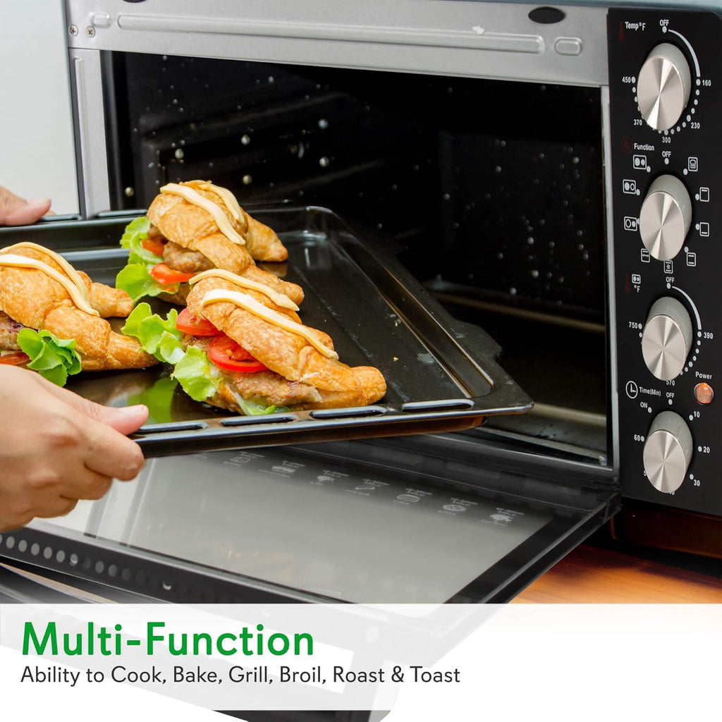 Kitchen Convection Electric Countertop Rotisserie Toaster Oven Cooker with Food Warming Hot Plates, 30+ Quart