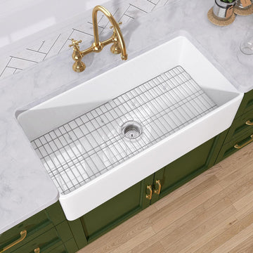 White Farmhouse Sink 36 inch Fireclay Farm Sink Apron Front Single Bowl Kitchen Sinks Deep Large Capacity Porcelain