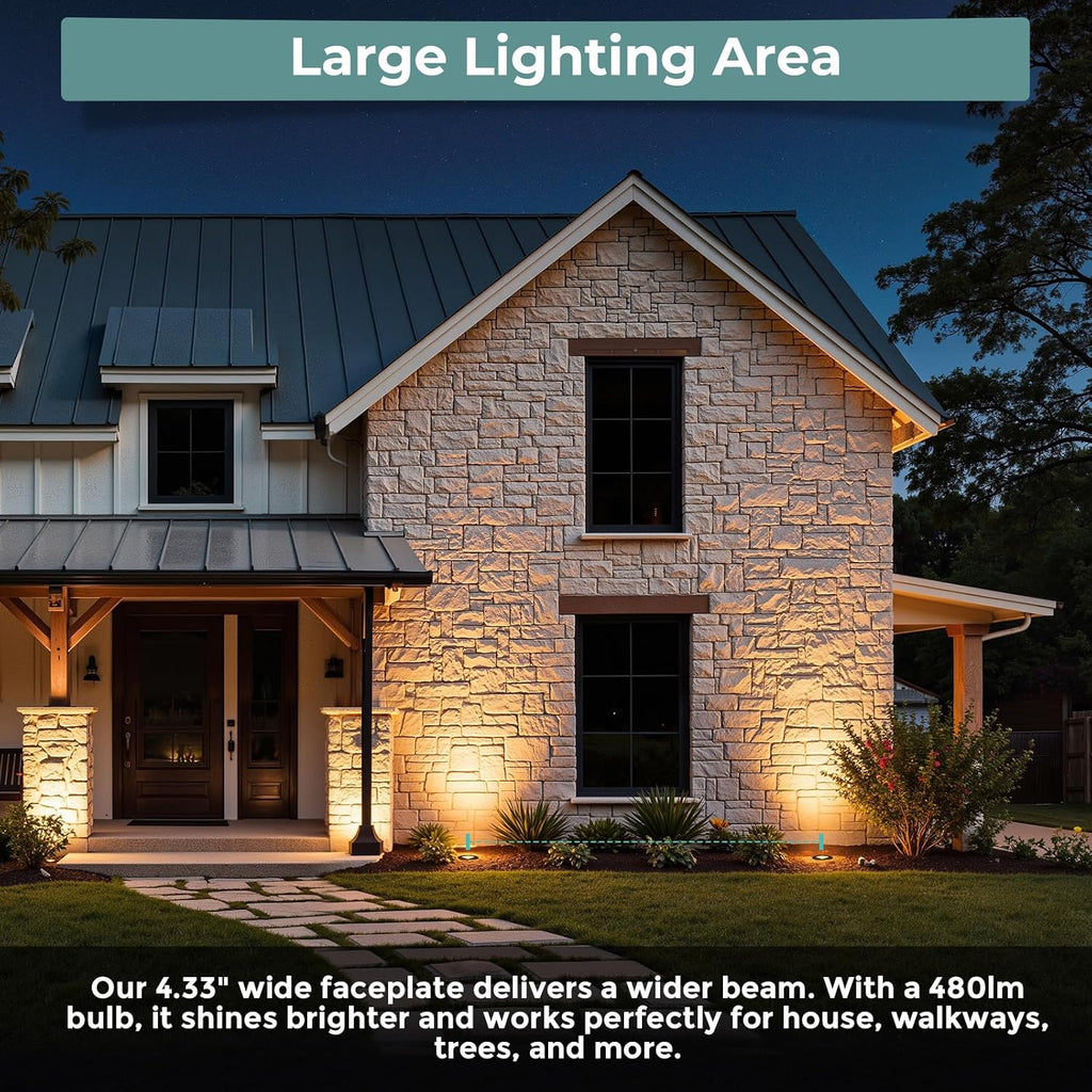 Low Voltage Landscape LED Well Lights, 12V in Ground Lights Outdoor IP67 Waterproof, 5" Tall Wired Landscape Up