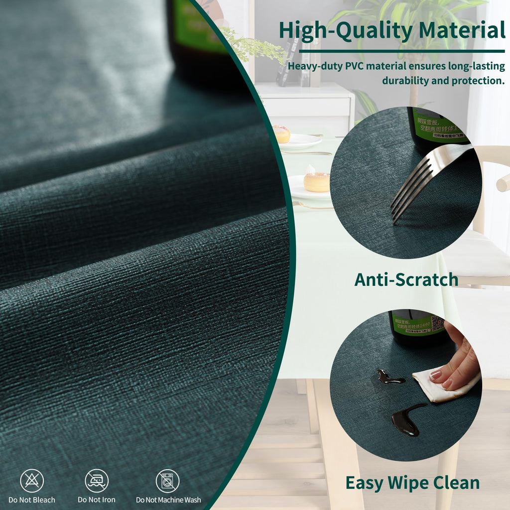 Rectangle Table Cloth, 100% Waterproof Tablecloth Oil Proof Spill Proof Vinyl Table Cloth, Wipe Clean Plastic Table