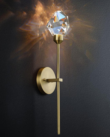 Indoor Crystal Wall Sconce, Brushed Brass Gold Hardwired Wall Light Fixture 3 Color Temperature 3000K-4000K-5000K 8W