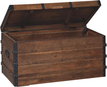 Kettleby Vintage Wood Storage Trunk or Coffee Table with Lift Top 19", Brown | Coffee table with storage, Crafted