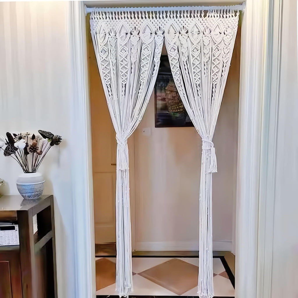 Boho Macrame Curtain for Wall Decor, Macrame Wall Hanging 40"X80"