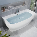 Flat Bottom Freestanding Soaking Bathtub Fiberglass Reinforced Acrylic 65 x 31 Inch Glossy White