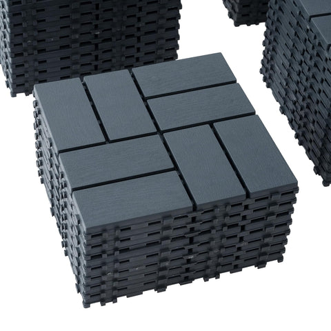 Plastic Interlocking Deck Tiles (44 PCS), 12x12 Inches Waterproof Outdoor Patio Flooring, Easy Snap Balcony Floor Tiles