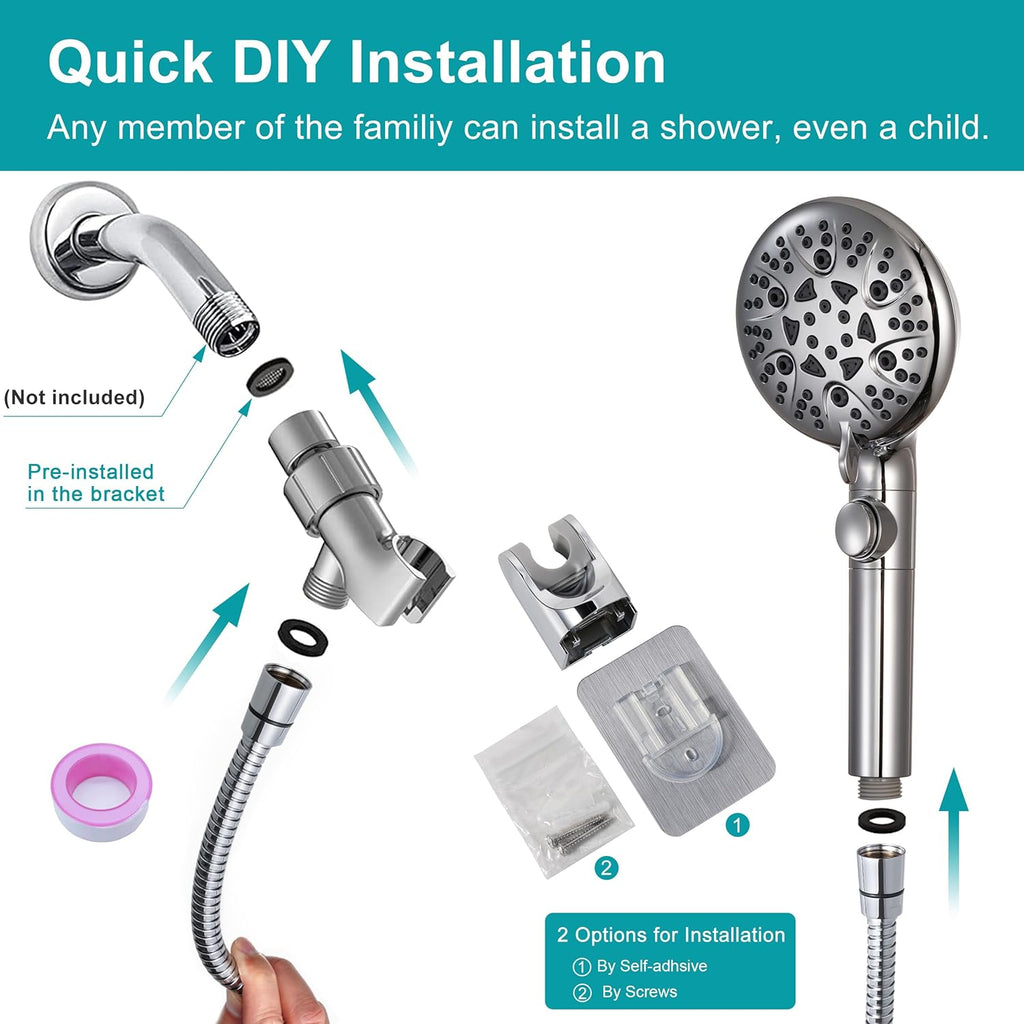 Handheld Shower Head with On Off Switch 8-Mode High Pressure Showerhead with 79 Inches Extra-long Stainless Steel Hose