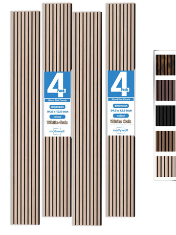 Wood Panels for Wall, White Oak, 4 Pcs, 94.5x12.5 in