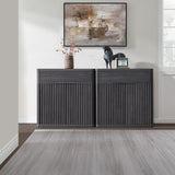 Buffet Cabinet with Storage - Accent Fluted Storage Cabinet with 6 Doors & 3 Drawers Sideboard Credenza Buffet Table