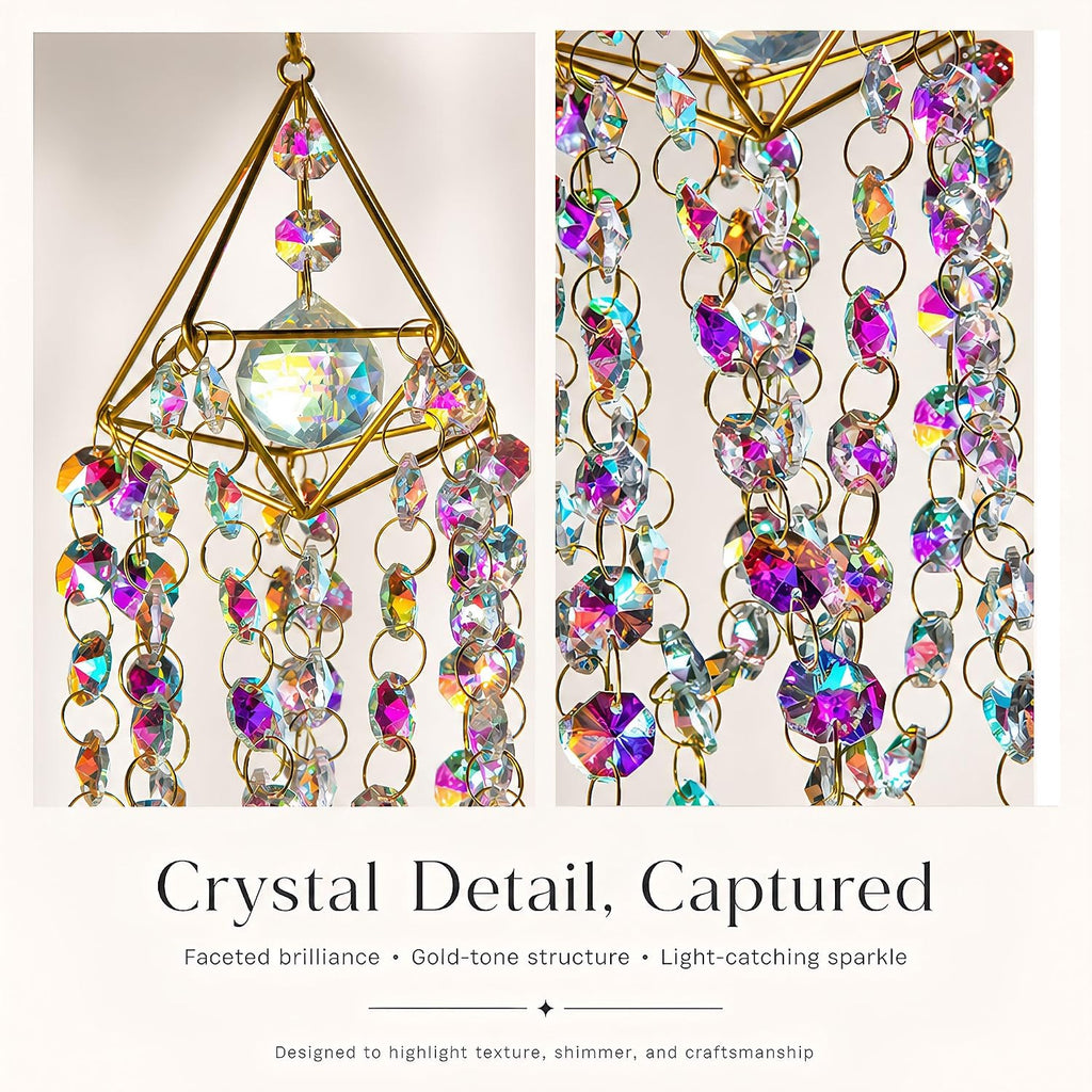 Crystal Suncatchers for Window Hanging Rainbow Maker Sun Catchers Indoor - Glass Wind Chime Garden Sun Catchers with