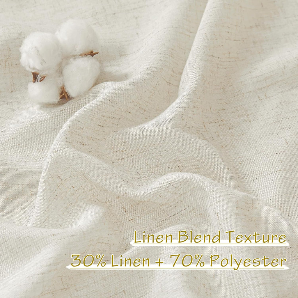 Natural Linen and polyester Curtains, Back Tab & Rod Pocket with Pleat Tab Privacy Added with Light