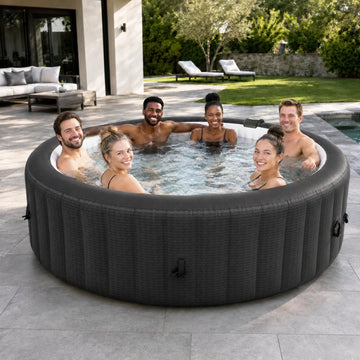 Inflatable Hot Tub for 4-6 Person, 82" Round Portable Hot Tub with Automatic Inflation, 130 Bubble Jets & Durable