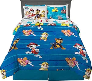 Kids Bedding Super Soft Comforter and Sheet Set with Sham, 7 Piece Full, Paw Patrol