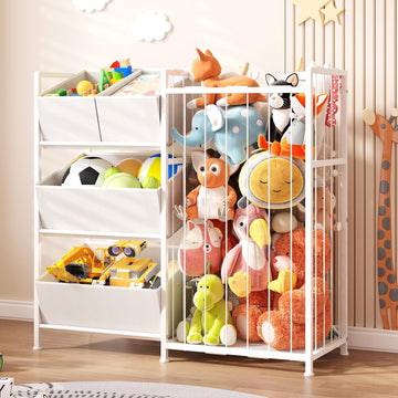 Kids Storage Organizer with 4 Removable Bins, Kids Storage Toy Shelf Organizer for Stuffed Animal Holder Playroom