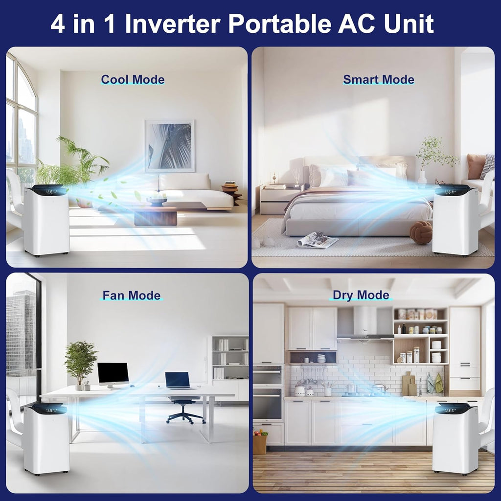 Inverter 16000BTU Portable Air Conditioners with Remote, Free Stand Cooling Portable AC Unit for Room up to 800 sq.ft