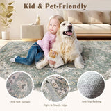 Area Rugs 9x12 Living Room - Large Washable Sage Green Boho Rugs
