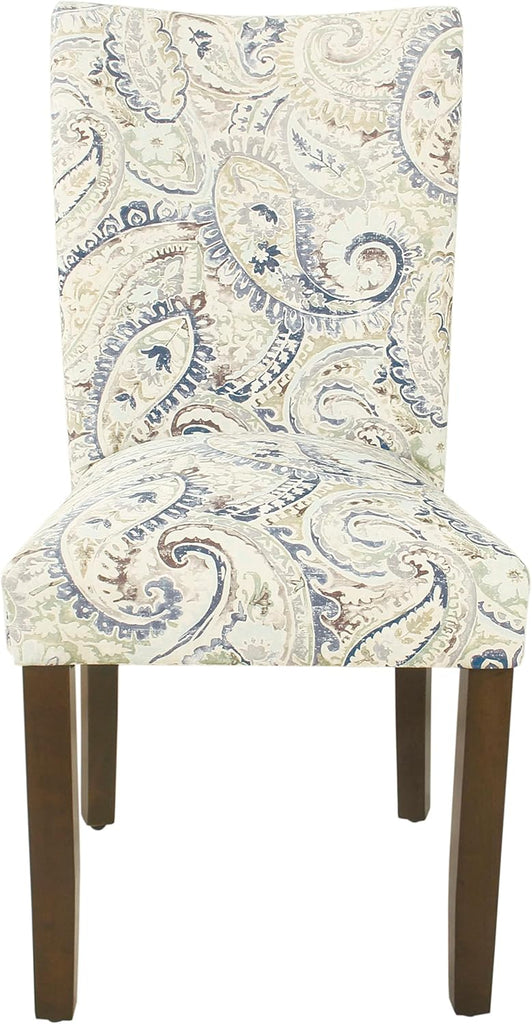 Classic Parsons Dining Chair - Blue Velvet Paisley Print (Set of 2)
