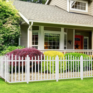 36" H x 84" W No Dig White Vinyl Picket Garden Fence (20 Pickets, Straight for Soft Ground)
