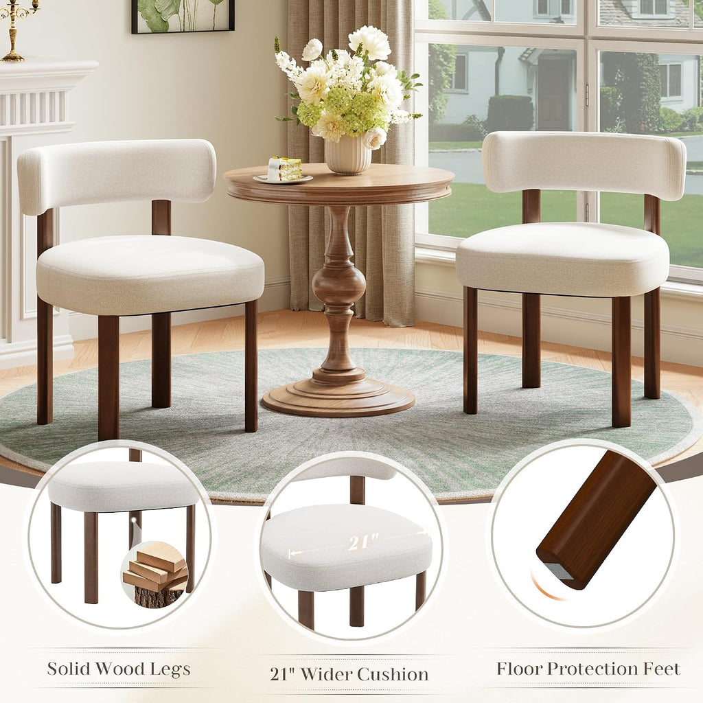Wooden Dining Chairs Set of 4, Upholstered Kitchen Chairs with Solid Wood Legs, Mid Century Dining Room Chair with
