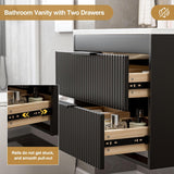 24" Modern Floating Bathroom Vanity with Sink - Wall Mounted Cabinet with Double Drawers