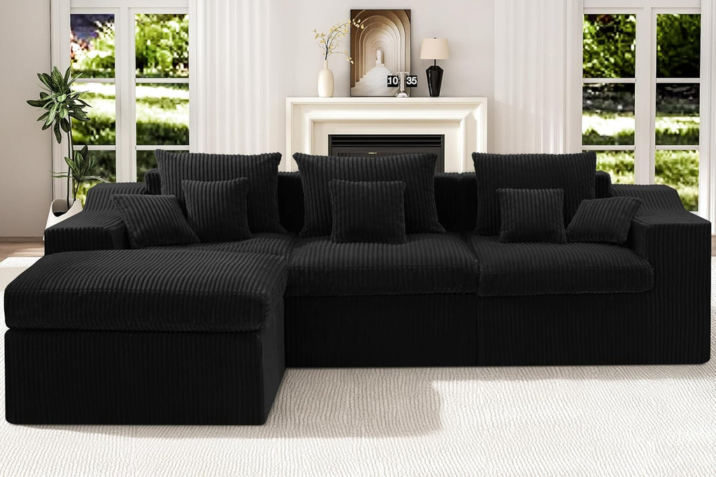 101" Modular Couch Sectionals with Ottoman, Big Comfy Cloud Couches, L Shaped 4 Seat Modular Sectional Sofa