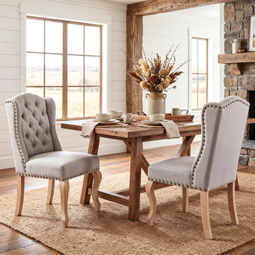 Parsons Dining Chairs Set of 2, French High Wingback Chairs