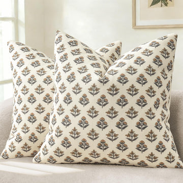 Farmhouse Floral Euro Sham Pillow Covers 24x24 Set of 2, Rustic Country Decorative Cushion Covers Vintage Throw
