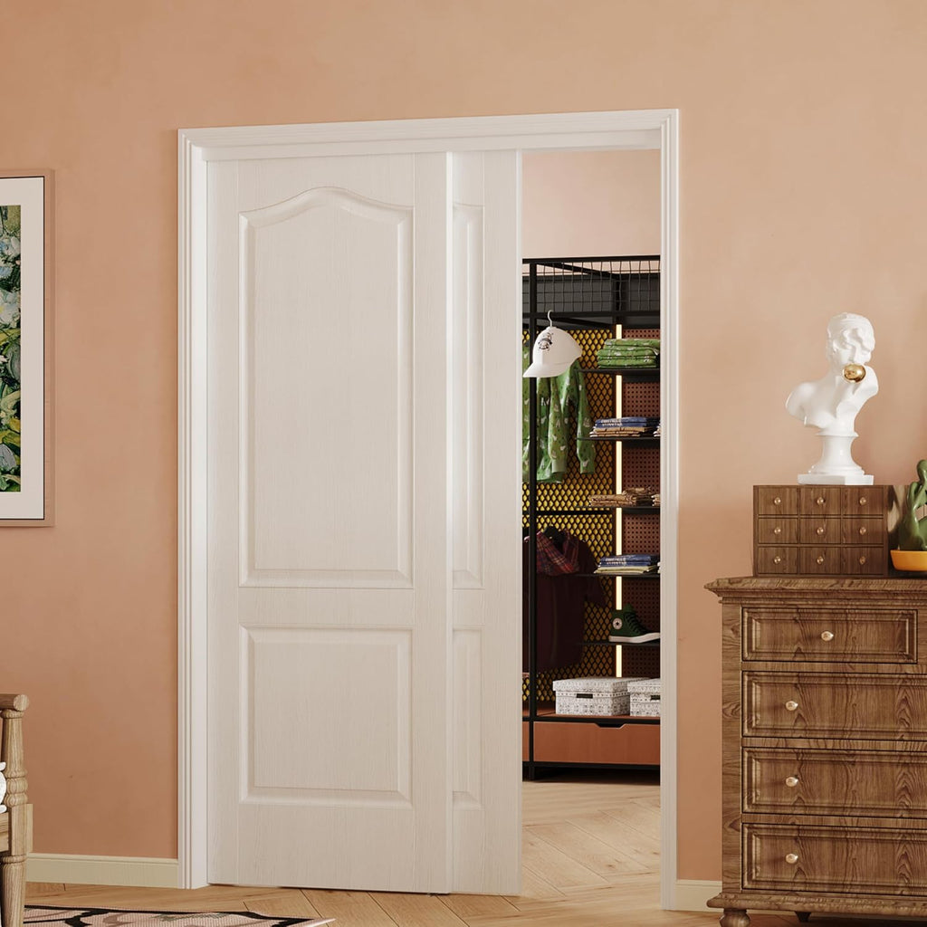 Sliding Closet Doors, 96" x 80" (Double 48") Bypass Closet Door, 2-Panel Interior Sliding Door with 