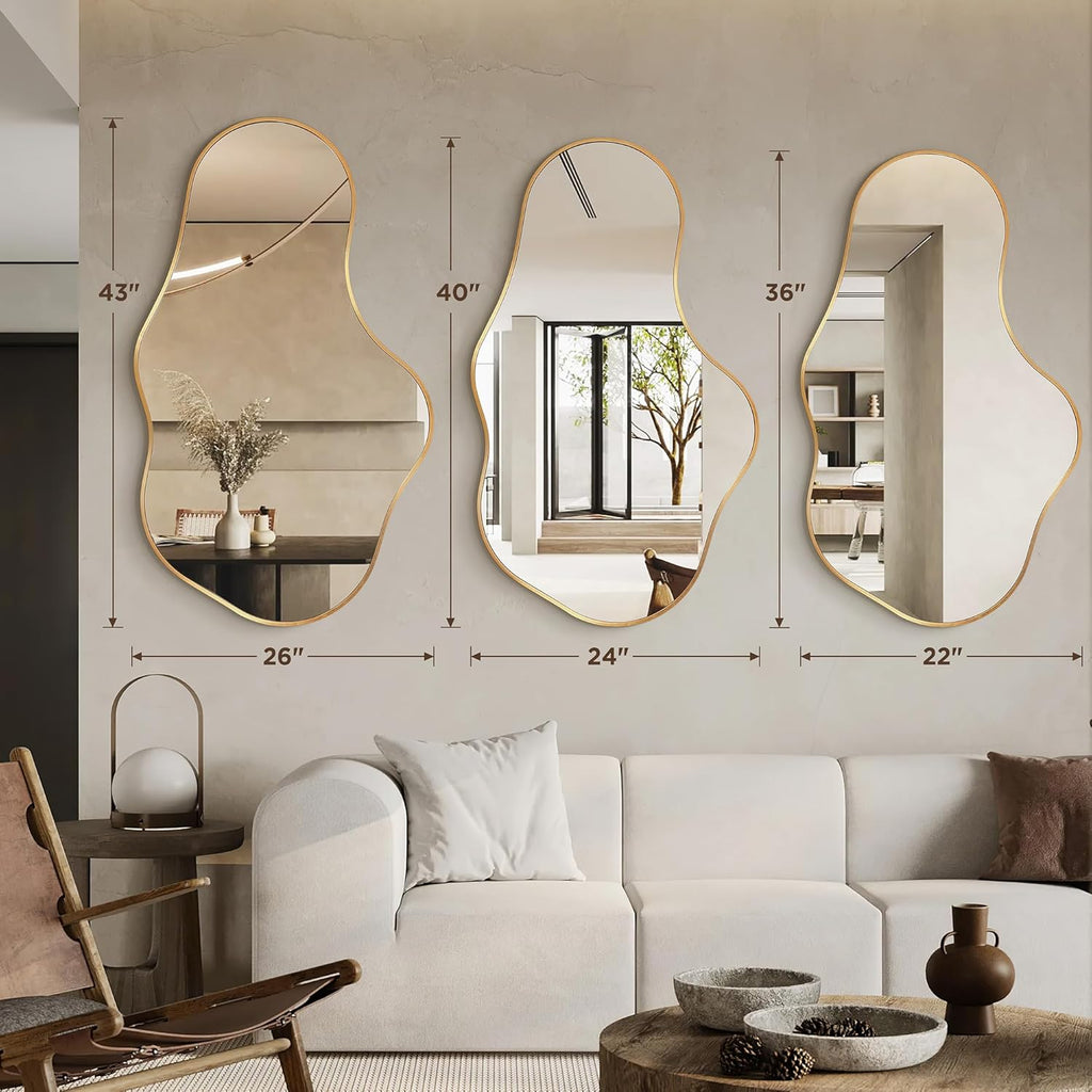 Irregular Wall Mirror - Wall Mirrors Decorative 22"x 36" Asymmetrical Abstract Mirror Aviation Aluminum Alloy Frame