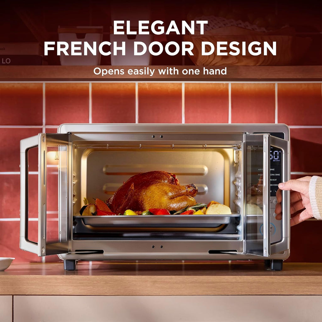 Flexify Slim 8-in-1 French Door Toaster Oven Air Fryer Combo, Compact Countertop Oven with Infrared SpeedHeat, 25
