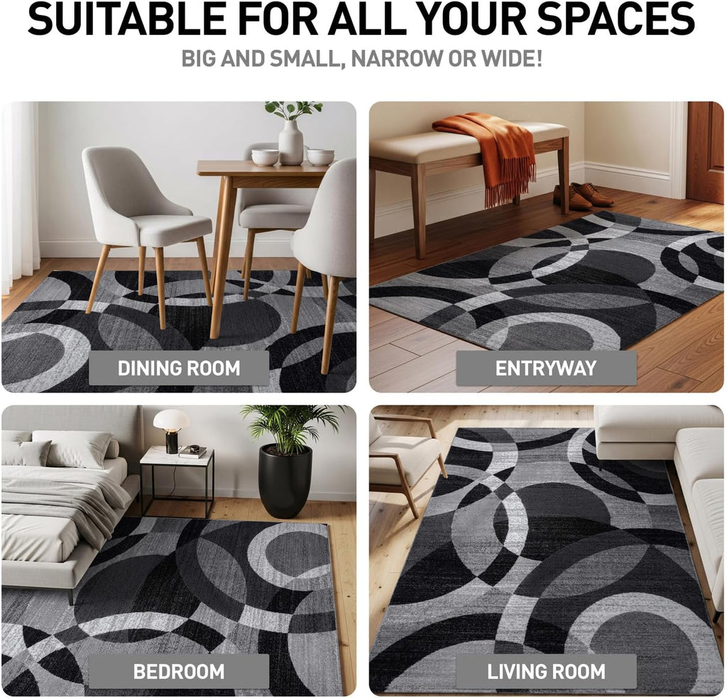 Contemporary Abstract Circles Perfect for high Traffic Areas of Your Living Room,Bedroom,Home Office,Kitchen Area Rug