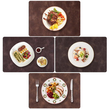 Fall placemats Set of 4, Faux Leather 12x17 Wipeable Table Mats