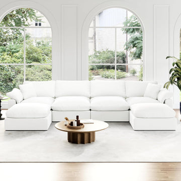 Cloud Modular Sectional Sofa, Oversized Convertible Modular Cloud Couch, Down Feather Filled Sectional Sofa Comfy Upholstered Deep Seat Couches for Living Room, Sofa Covers Washable & Replaceable